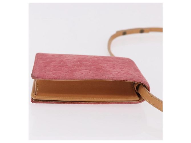 Céline CELINE C Macadam Canvas Shoulder Wallet Suede Pink Gold - vista 3