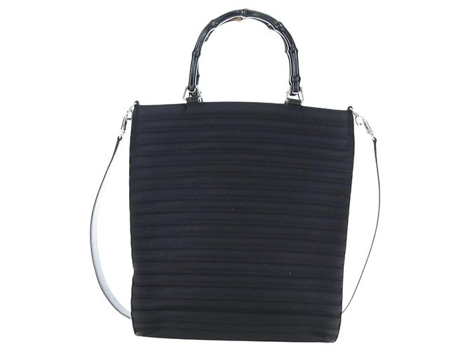 GUCCI Bamboo Hand Bag Canvas 2way Black Silver 002 1998 0353 - vista 13