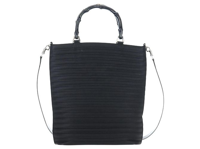 GUCCI Bamboo Hand Bag Canvas 2way Black Silver 002 1998 0353 - vista 2