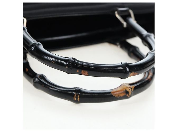 GUCCI Bamboo Hand Bag Canvas 2way Black Silver 002 1998 0353 - vista 8
