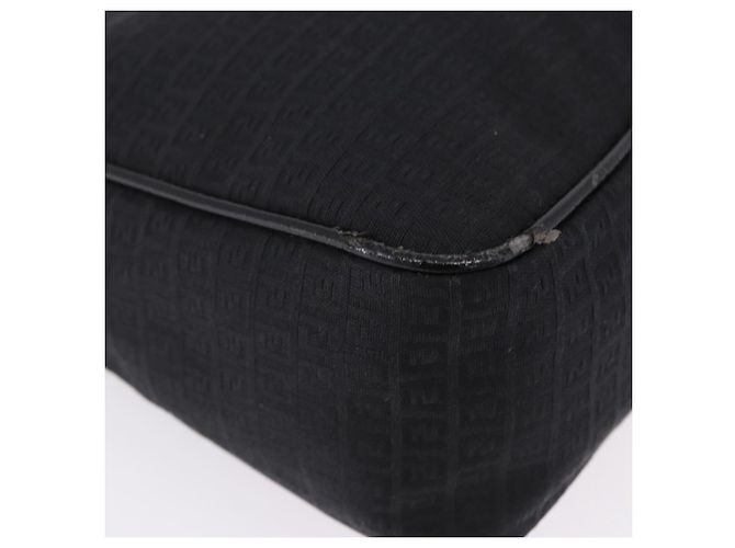 FENDI Zucchino Canvas Shoulder Bag Black Silver 8BR169 - vista 14