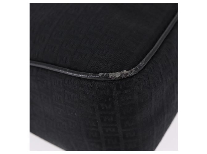 FENDI Zucchino Canvas Shoulder Bag Black Silver 8BR169 - vista 16