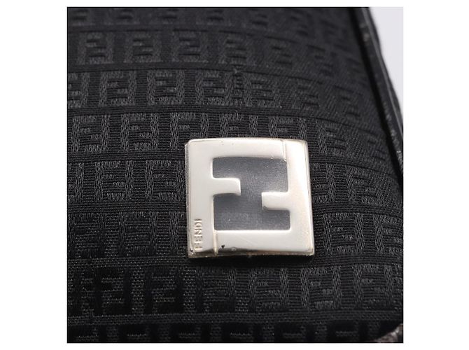FENDI Zucchino Canvas Shoulder Bag Black Silver 8BR169 - vista 17