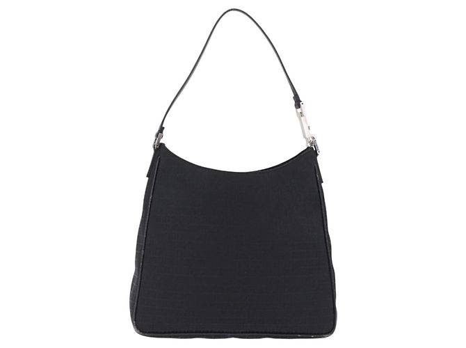 FENDI Zucchino Canvas Shoulder Bag Black Silver 8BR169 - vista 2