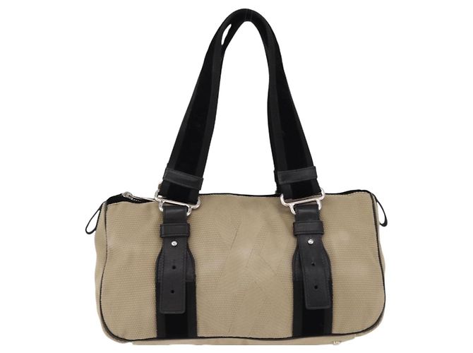 SAINT LAURENT Hand Bag Canvas Beige Silver - vista 13