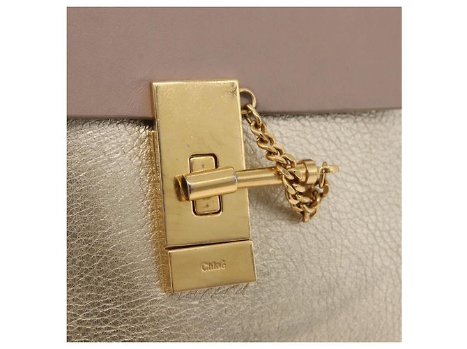 Chloé Chloe Drew Chain Shoulder Bag Leather Beige Gold - vista 17