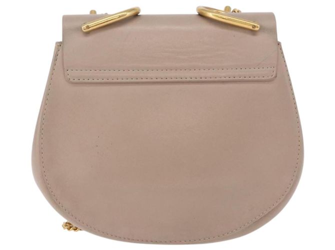 Chloé Chloe Drew Chain Shoulder Bag Leather Beige Gold - vista 2