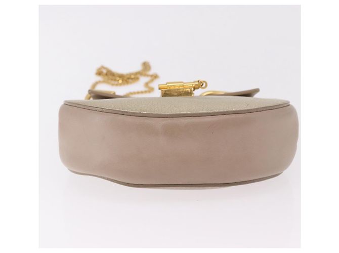 Chloé Chloe Drew Chain Shoulder Bag Leather Beige Gold - vista 5