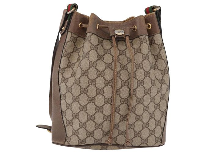 GUCCI GG Supreme Web Sherry Line Bag PVC Beige Gold 41 02 034 - vue 13