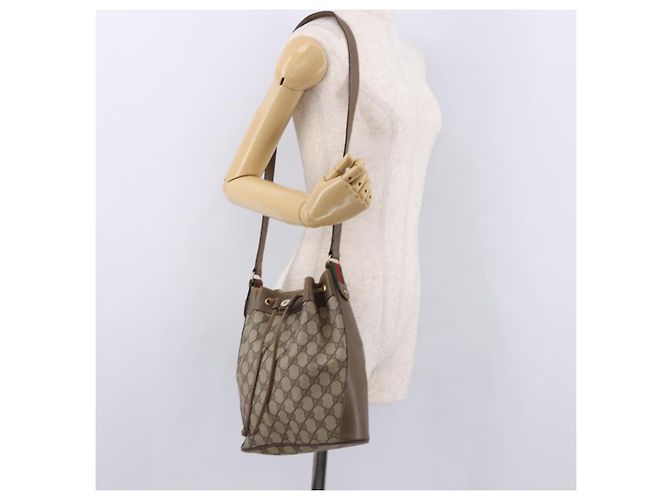 GUCCI GG Supreme Web Sherry Line Bag PVC Beige Gold 41 02 034 - vue 23