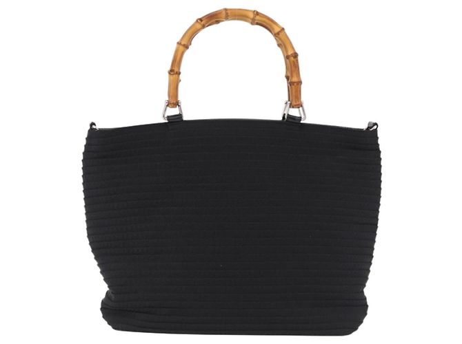 GUCCI Bamboo Hand Bag Canvas Black Silver 000 1998 0540 - vista 2