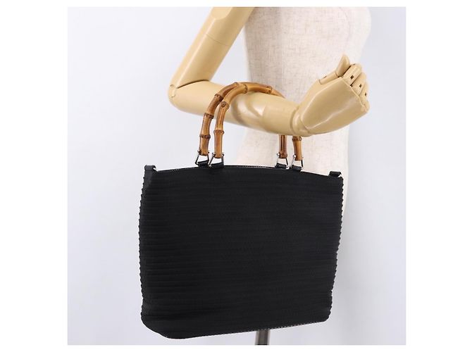 GUCCI Bamboo Hand Bag Canvas Black Silver 000 1998 0540 - vista 22