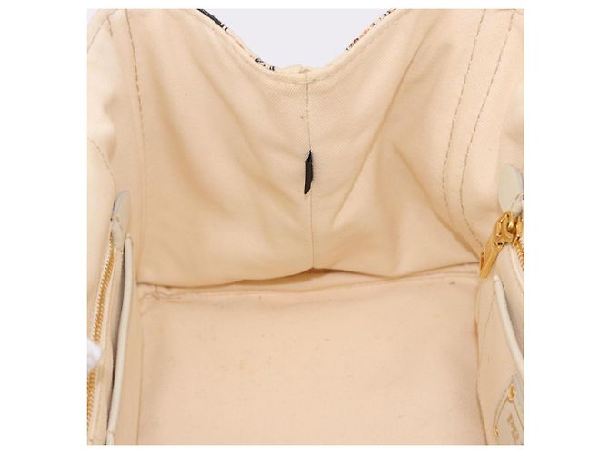 PRADA Canapa M Hand Bag Canvas Ivory Gold - vista 19