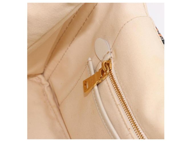 PRADA Canapa M Hand Bag Canvas Ivory Gold - vista 22