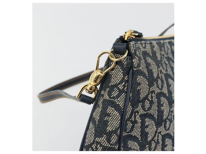 Christian Dior Trotter Canvas Saddle Pouch Navy Gold - vista 19