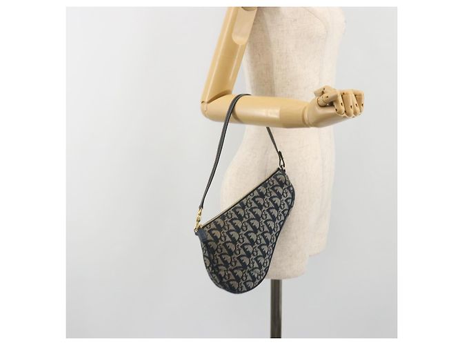 Christian Dior Trotter Canvas Saddle Pouch Navy Gold - vista 22