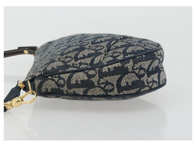 Christian Dior Trotter Canvas Saddle Pouch Navy Gold - vista 4