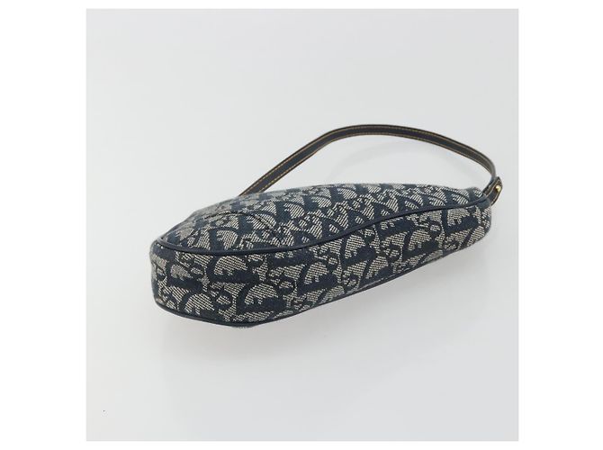 Christian Dior Trotter Canvas Saddle Pouch Navy Gold - vista 5