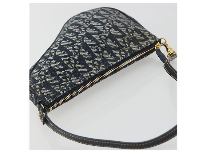 Christian Dior Trotter Canvas Saddle Pouch Navy Gold - vista 6