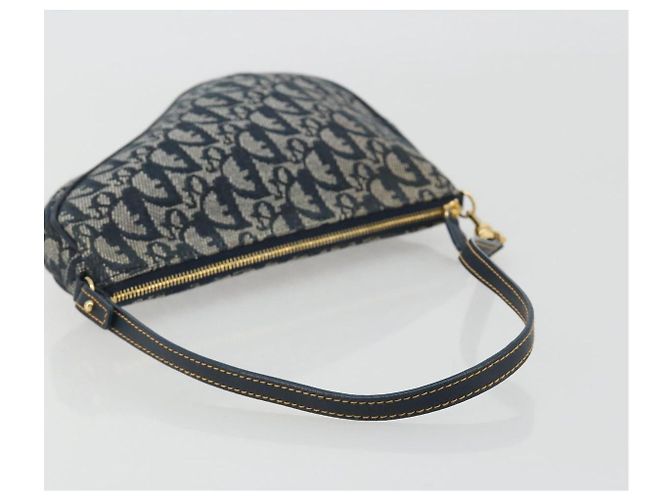 Christian Dior Trotter Canvas Saddle Pouch Navy Gold - vista 7