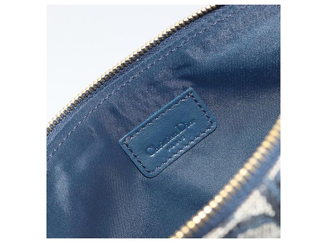 Christian Dior Trotter Canvas Saddle Pouch Navy Gold - vista 9