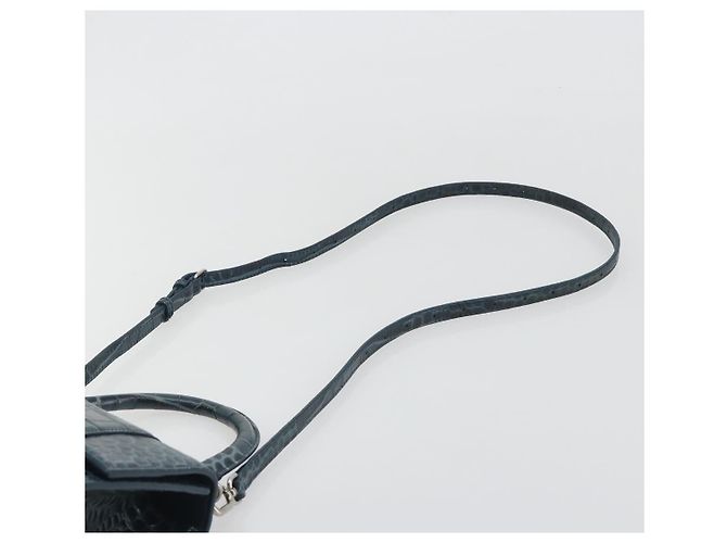 BALENCIAGA Hour Hand Bag Leather 2way Navy Silver 593546 - vista 15