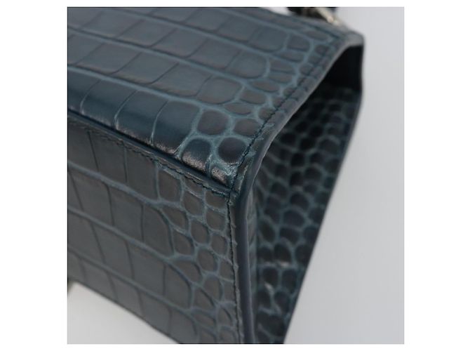 BALENCIAGA Hour Hand Bag Leather 2way Navy Silver 593546 - vista 17