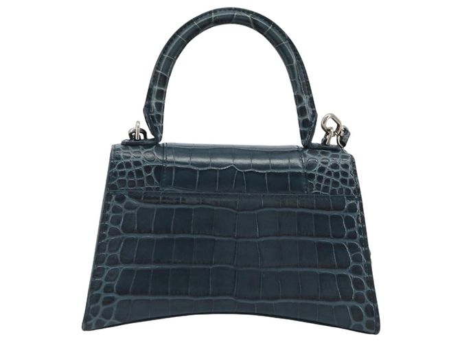 BALENCIAGA Hour Hand Bag Leather 2way Navy Silver 593546 - vista 2