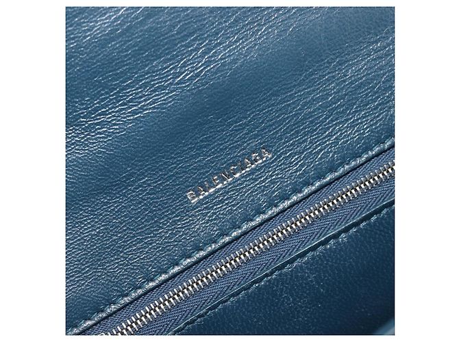 BALENCIAGA Hour Hand Bag Leather 2way Navy Silver 593546 - vista 21
