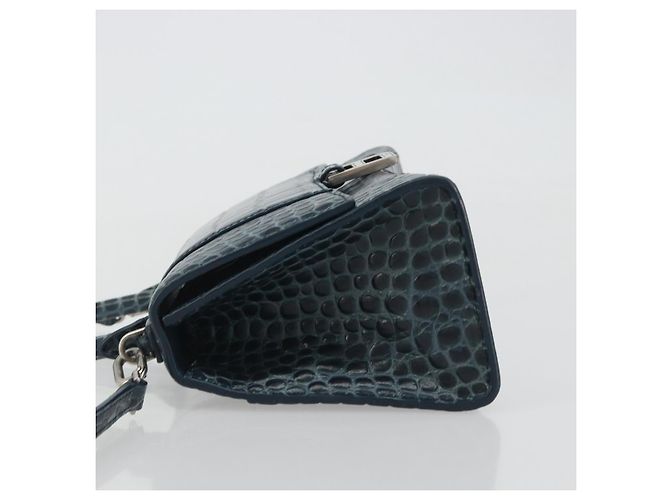BALENCIAGA Hour Hand Bag Leather 2way Navy Silver 593546 - vista 4