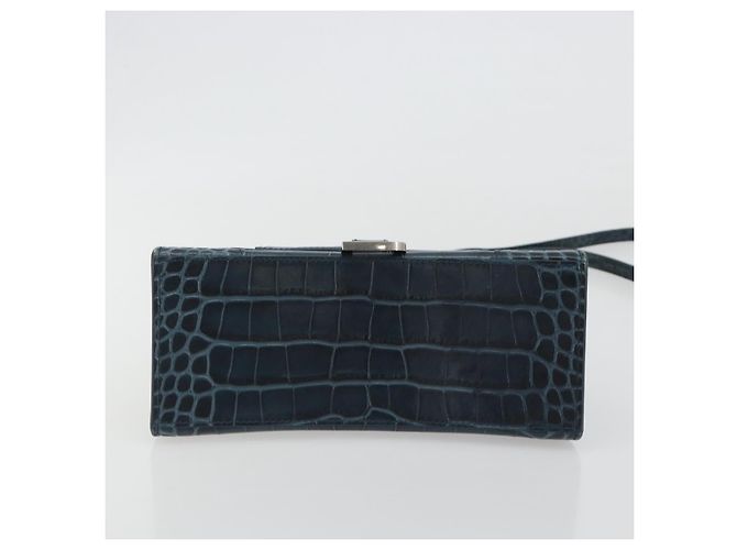 BALENCIAGA Hour Hand Bag Leather 2way Navy Silver 593546 - vista 5
