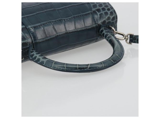 BALENCIAGA Hour Hand Bag Leather 2way Navy Silver 593546 - vista 7