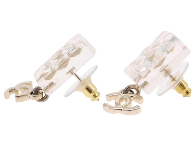 CHANEL Crystal COCO Mark Earring Metal Clear Silver CC - vista 11