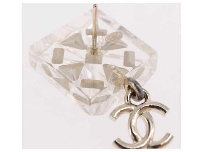 CHANEL Crystal COCO Mark Earring Metal Clear Silver CC - vista 5