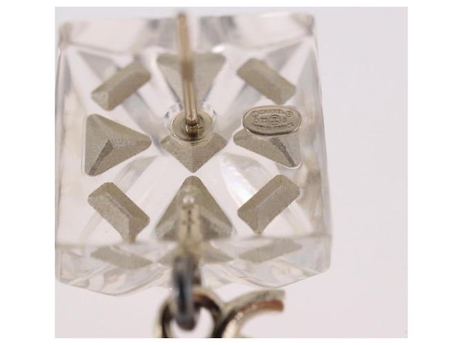 CHANEL Crystal COCO Mark Earring Metal Clear Silver CC - vista 6