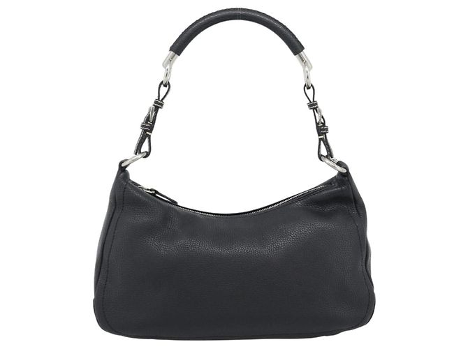 PRADA Hand Bag Leather Black Silver - vista 13