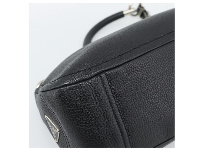 PRADA Hand Bag Leather Black Silver - vista 14