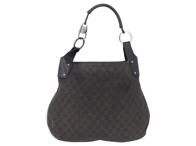 GUCCI Bolsa de mão em tela GG Outlet Preto Prata 179777 - vista 13