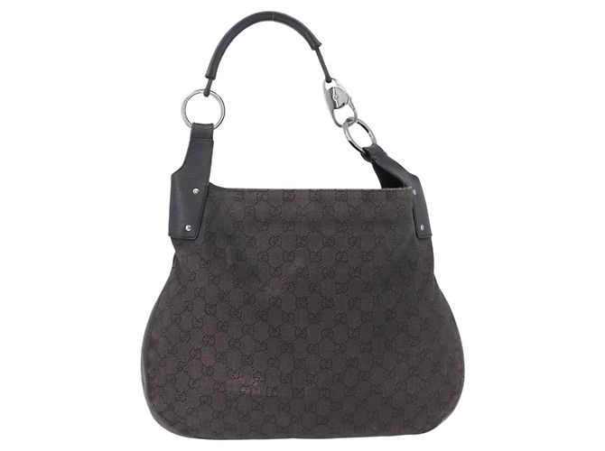 GUCCI Bolsa de mão em tela GG Outlet Preto Prata 179777 - vista 2