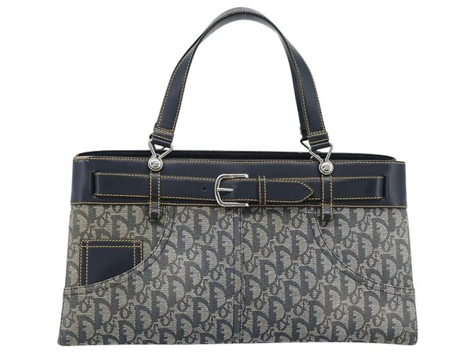 Christian Dior Trotter Canvas Hand Bag Navy Silver - vista 13