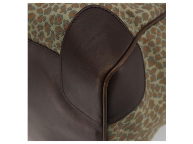 BOTTEGA VENETA Leopard Pattern Boston Bag Canvas Beige Gold - vista 15