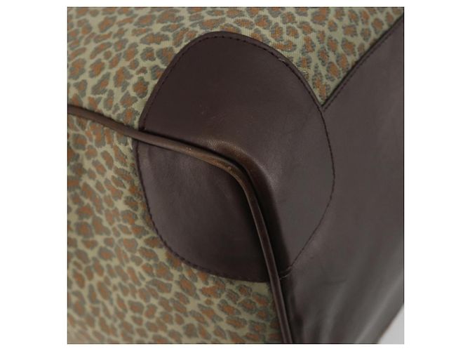 BOTTEGA VENETA Leopard Pattern Boston Bag Canvas Beige Gold - vista 16