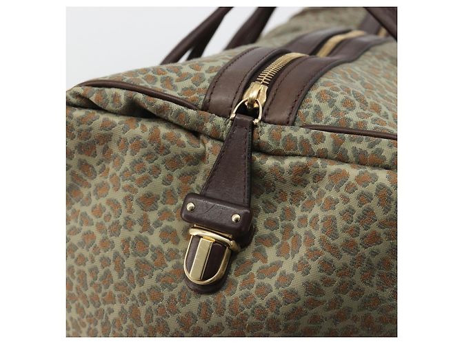 BOTTEGA VENETA Leopard Pattern Boston Bag Canvas Beige Gold - vista 17