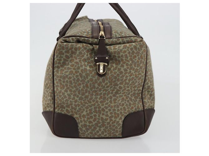 BOTTEGA VENETA Leopard Pattern Boston Bag Canvas Beige Gold - vista 3