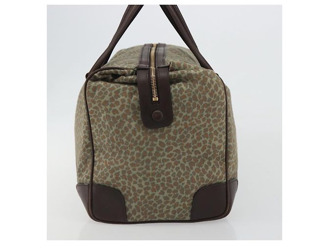 BOTTEGA VENETA Leopard Pattern Boston Bag Canvas Beige Gold - vista 4