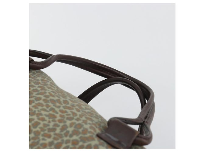 BOTTEGA VENETA Leopard Pattern Boston Bag Canvas Beige Gold - vista 8