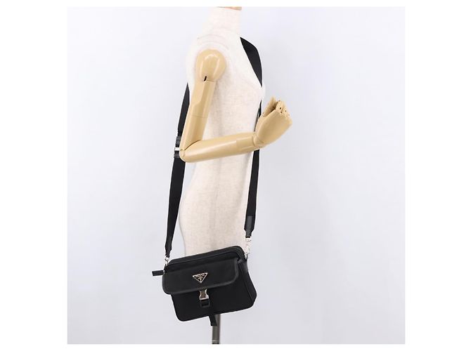 PRADA Shoulder Bag Nylon Black Silver - vista 27