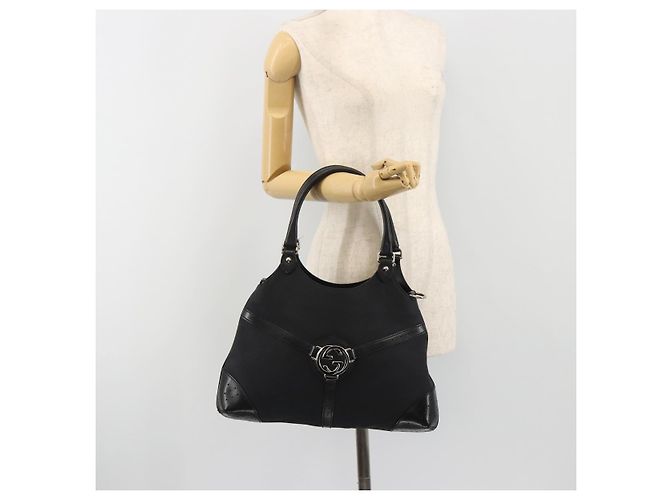 GUCCI Interlocking G Hand Bag Canvas Black Silver 114875 - vista 24