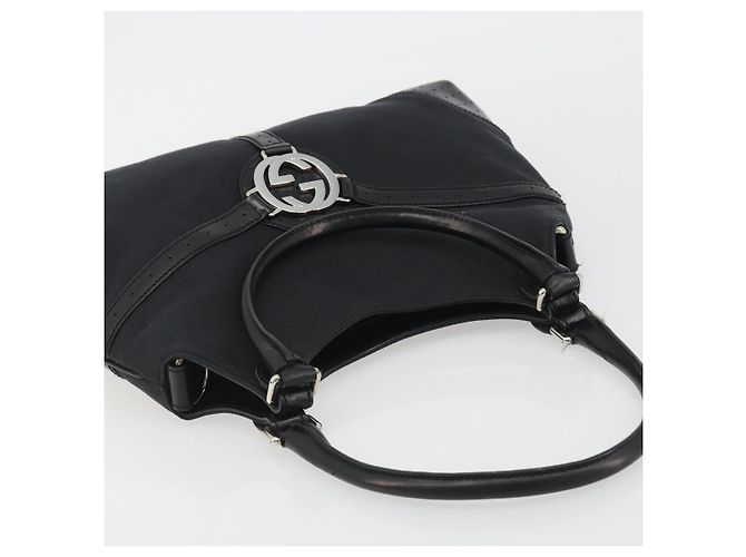 GUCCI Interlocking G Hand Bag Canvas Black Silver 114875 - vista 6