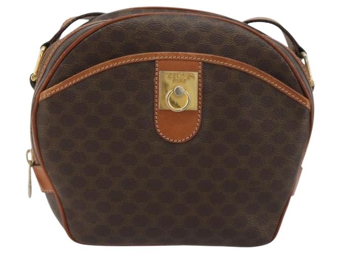 Céline CELINE Macadam Canvas Shoulder Bag PVC Leather Brown Gold - vista 13